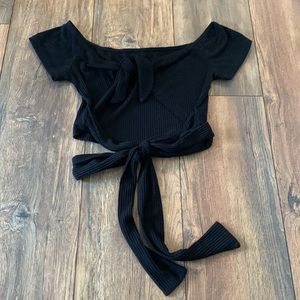Back Tie Black Crop Top
